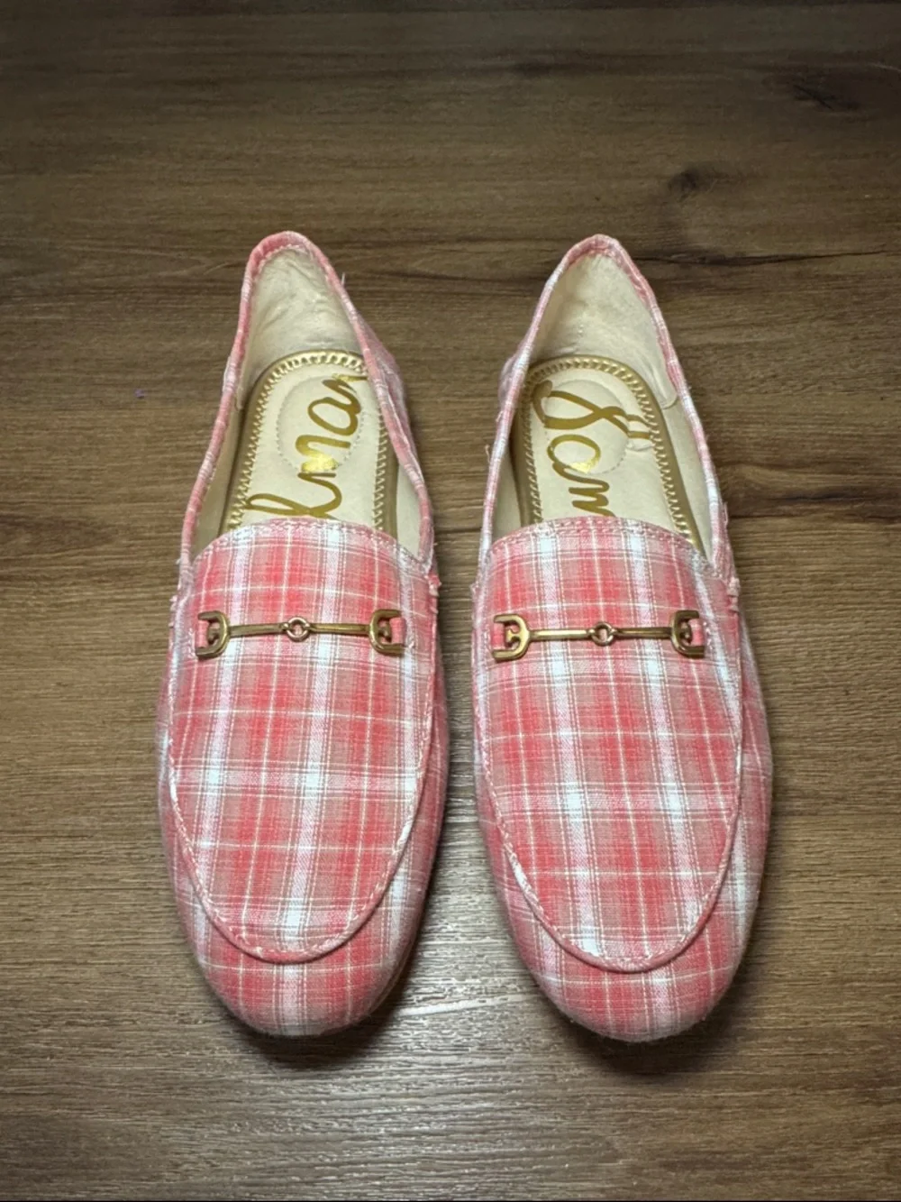 Girls Sam Edelman Loraine Horse Bit Loafer Red/Natural. Size 4